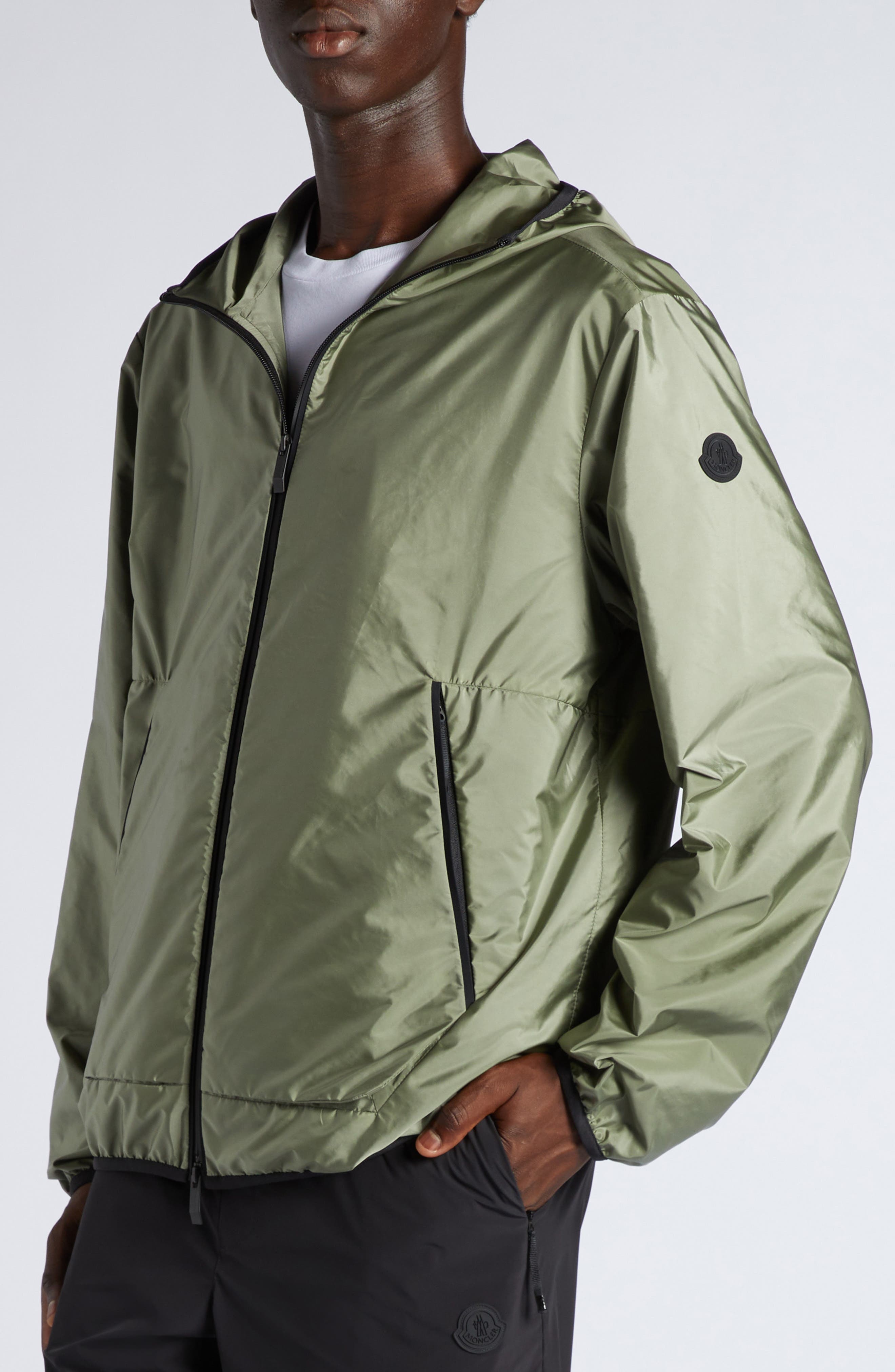 Moncler Granier Water Repellent Hooded Jacket in Smokey Olive at Nordstrom - 5
