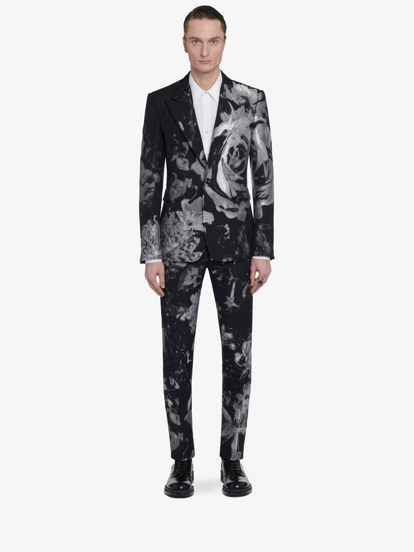 Men's Wax Flower Single-breasted Jacket in Black/silver - 3