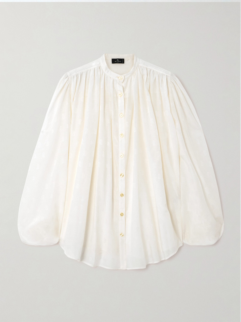 Pleated Paisley-print Cotton And Silk-blend Blouse 1