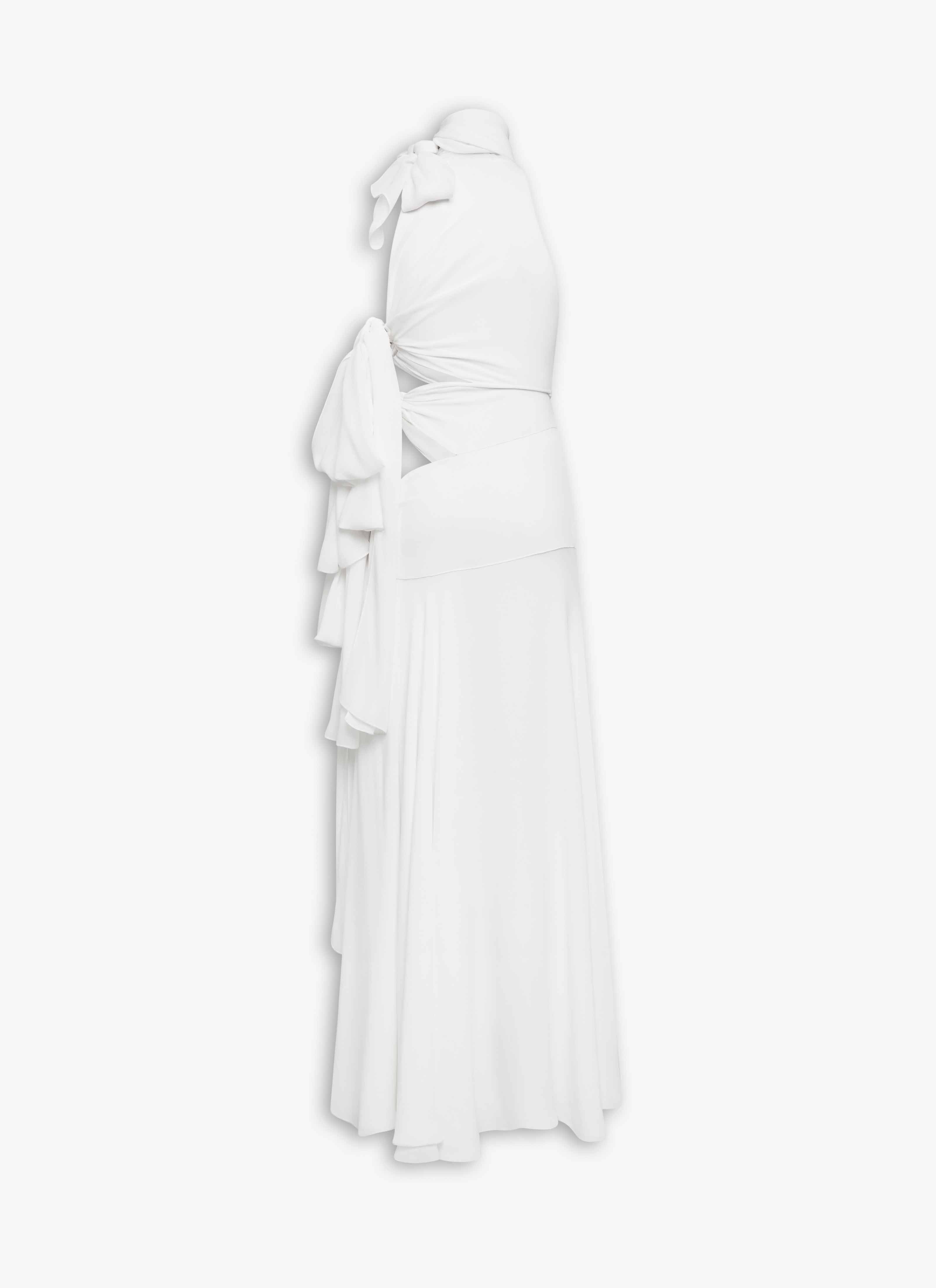 LIGHT GEORGETTE ASYMMETRICAL BOW DRESS - 4
