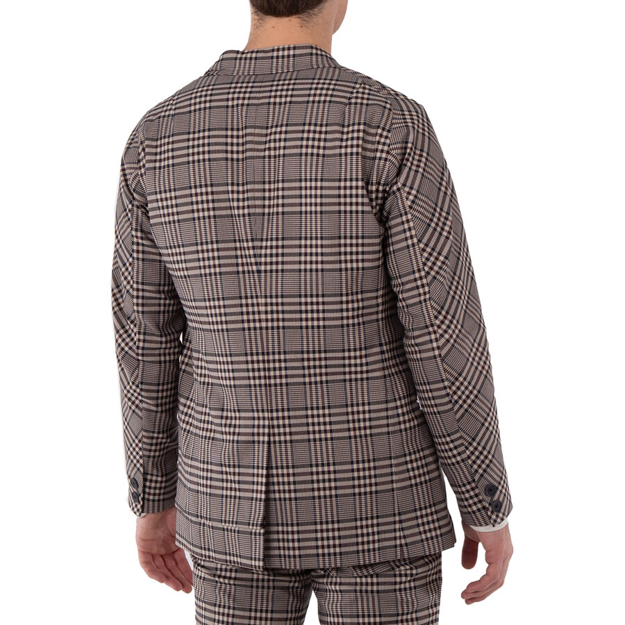 Kolor Men's Beige Gun Club Plaid Single Breasted Blazer - 5