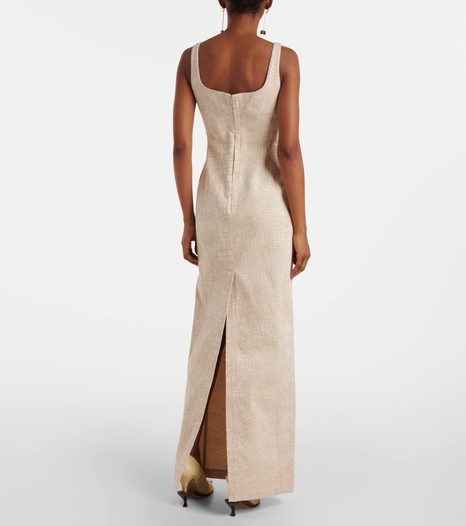 De-Nîmes croc-effect cotton maxi dress - 3