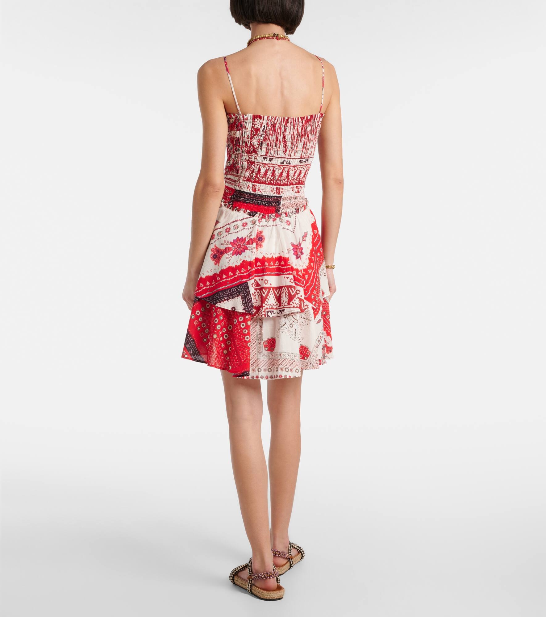 Anka shirred printed cotton minidress - 3