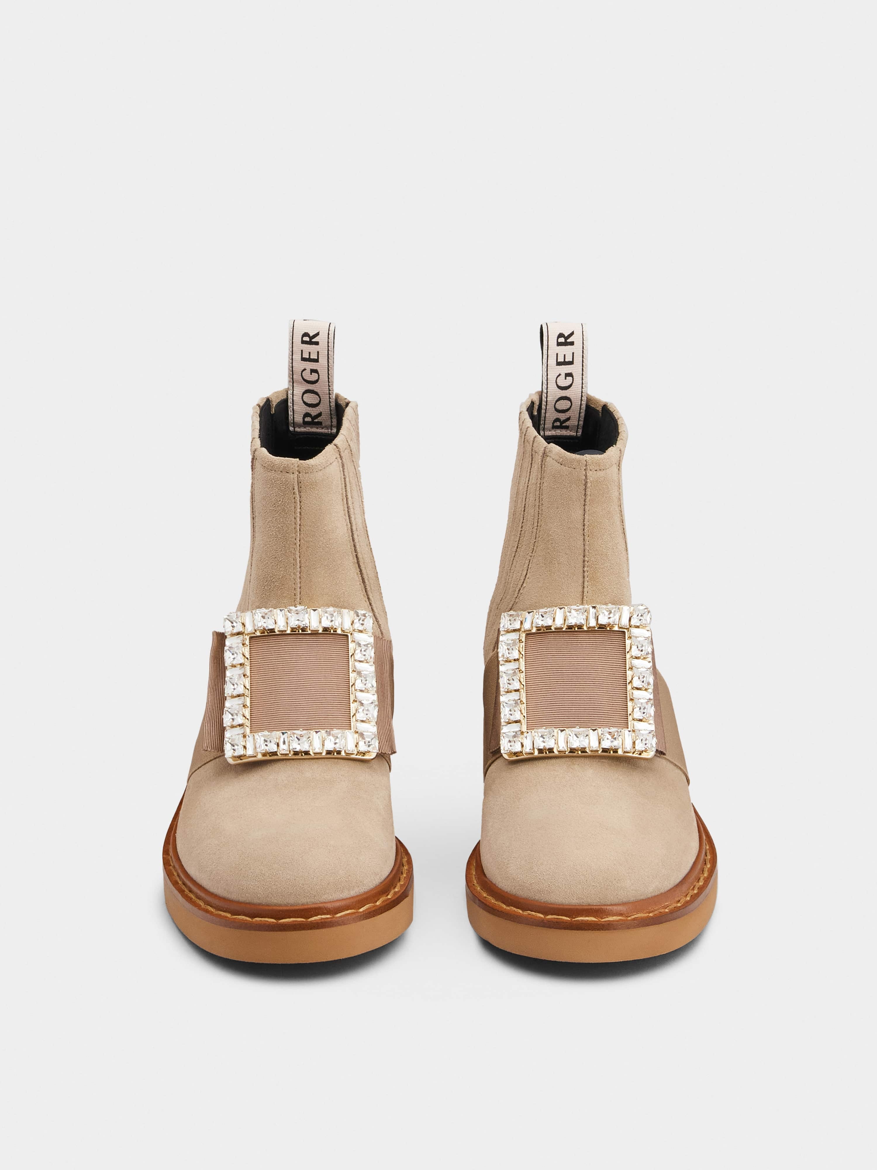 Viv' Rangers Strass Buckle Chelsea Booties in Suede - 7