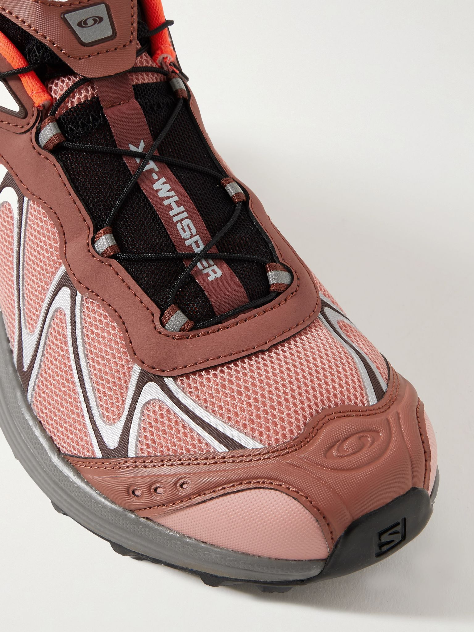 XT-WHISPER Rubber-Trimmed Mesh Sneakers Orange - 5
