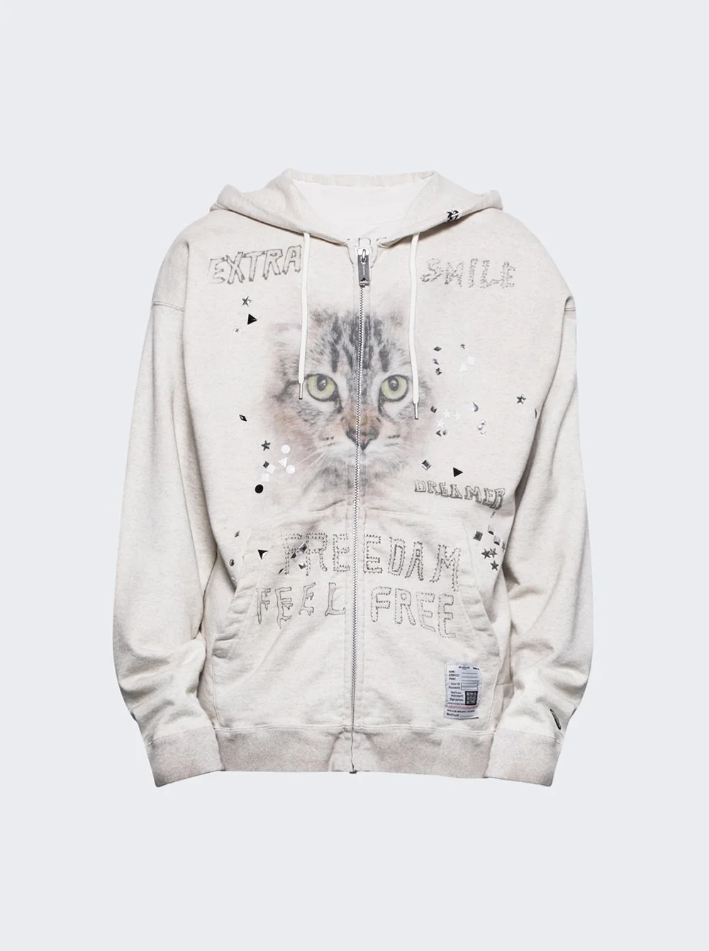 Embellished Distressed Parka White - 1