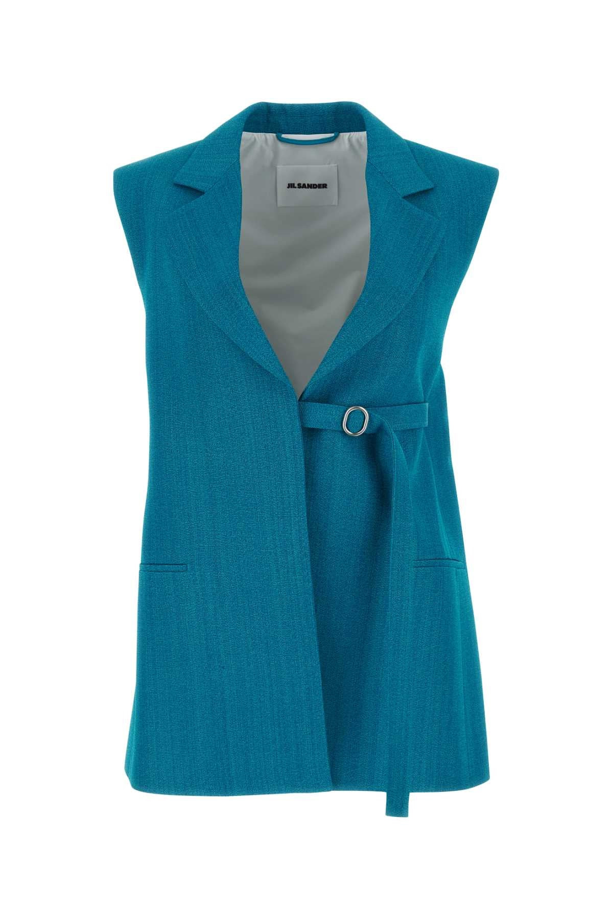 Jil Sander Women Petrol Blue Viscose Blend Vest - 1