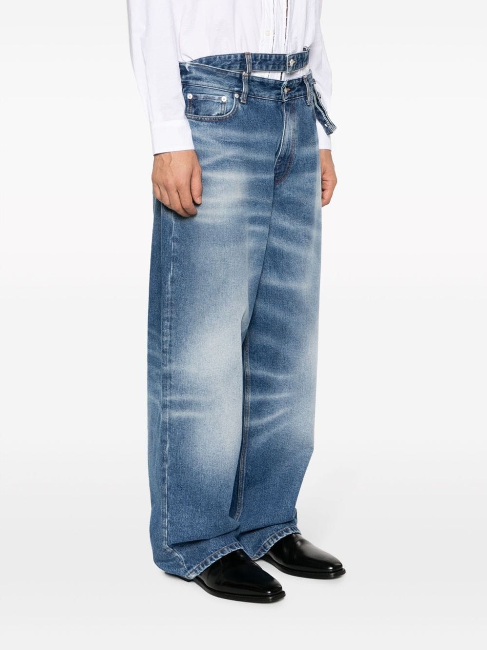 double-waist wide-leg jeans - 4