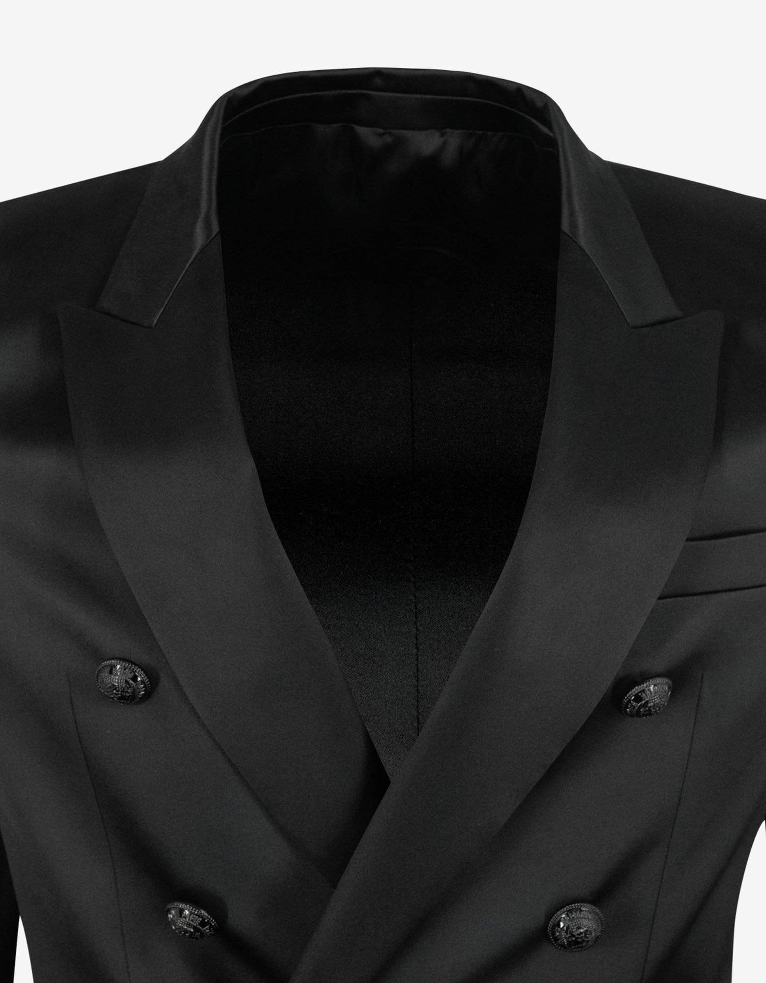 Balmain Black Double-Breasted Silk Blazer - 3