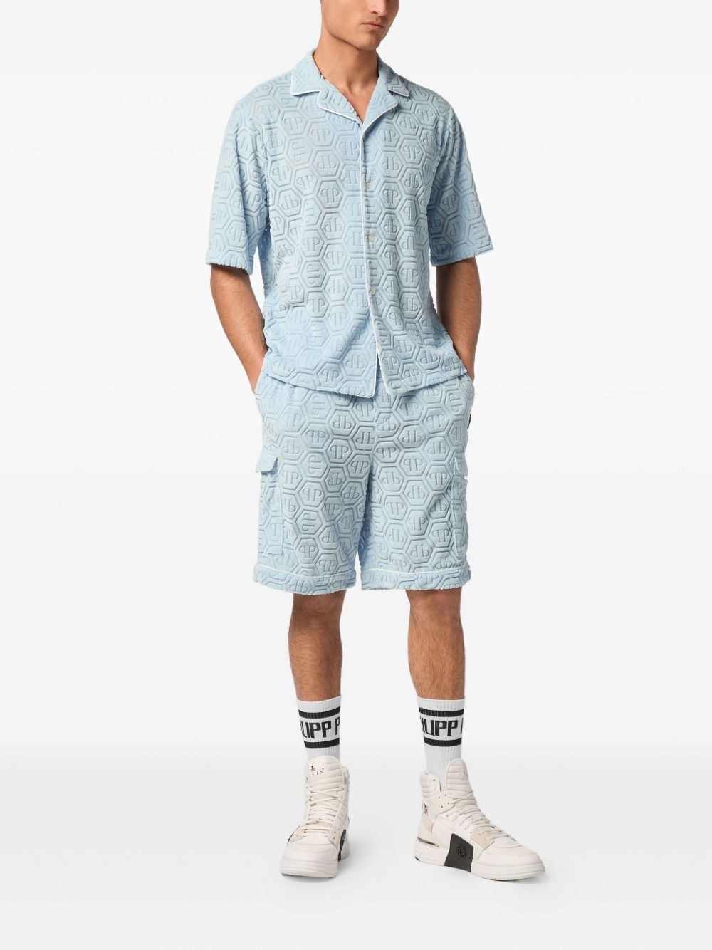 jacquard-monogram bowling shirt - 2