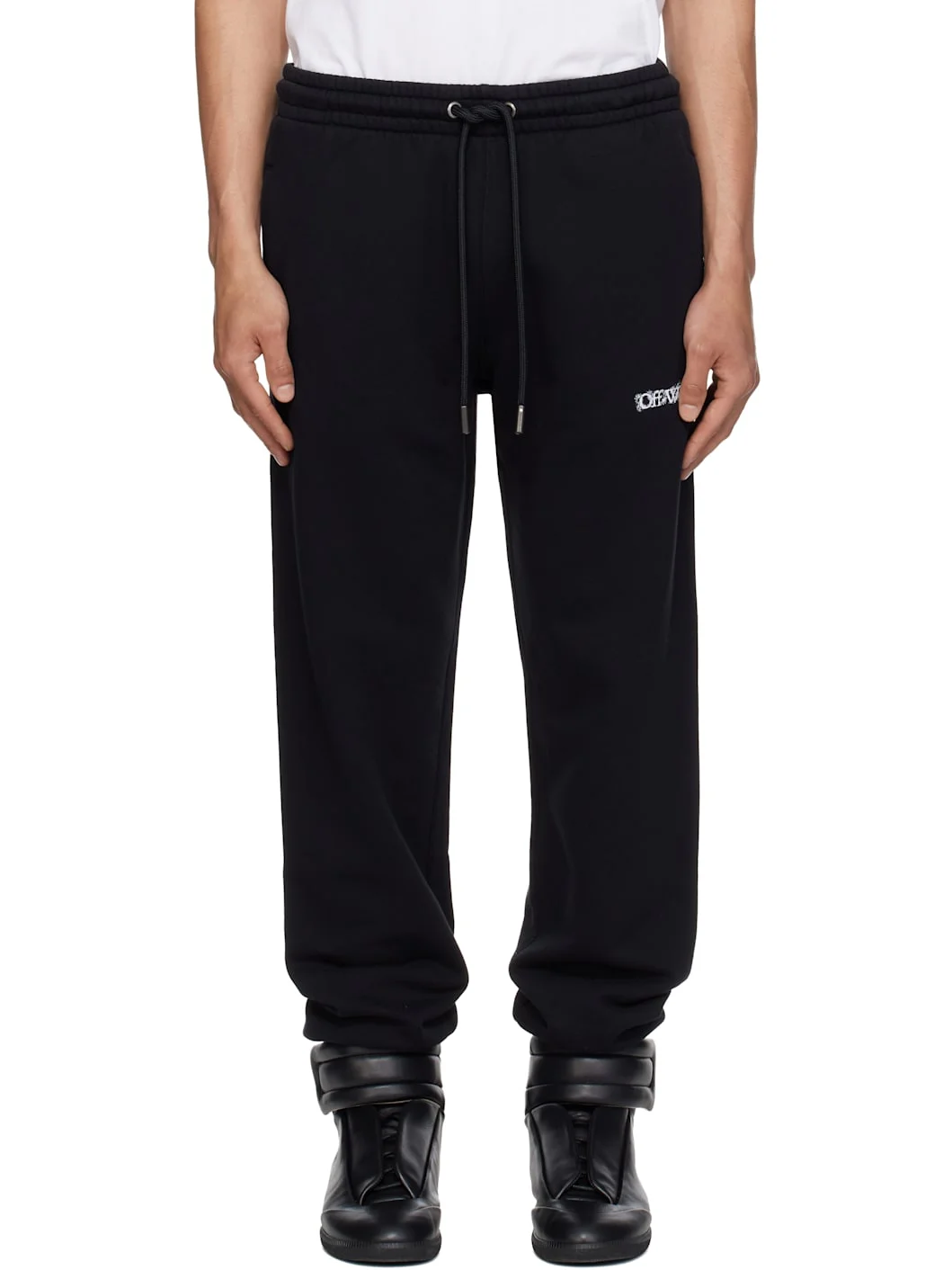 Black Heraldic Arrow Cuffed Sweatpants - 1