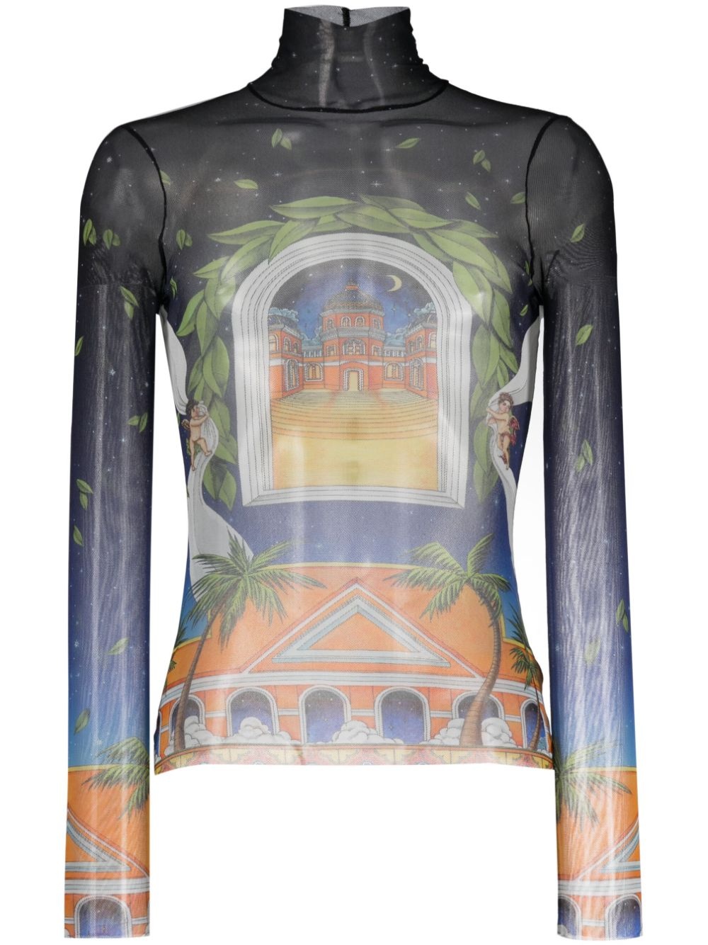 Maison D'Ete print mesh top - 1