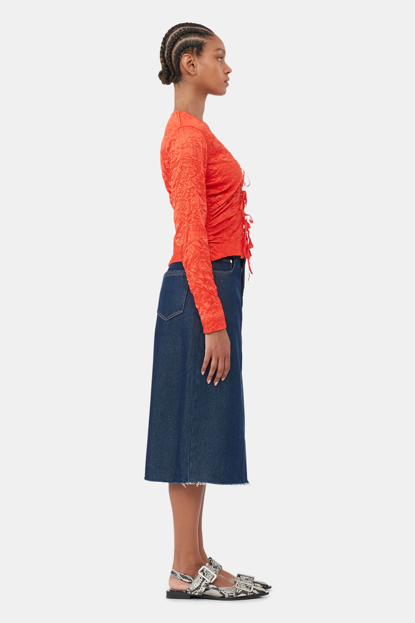 HEAVY DENIM MIDI SKIRT - 3