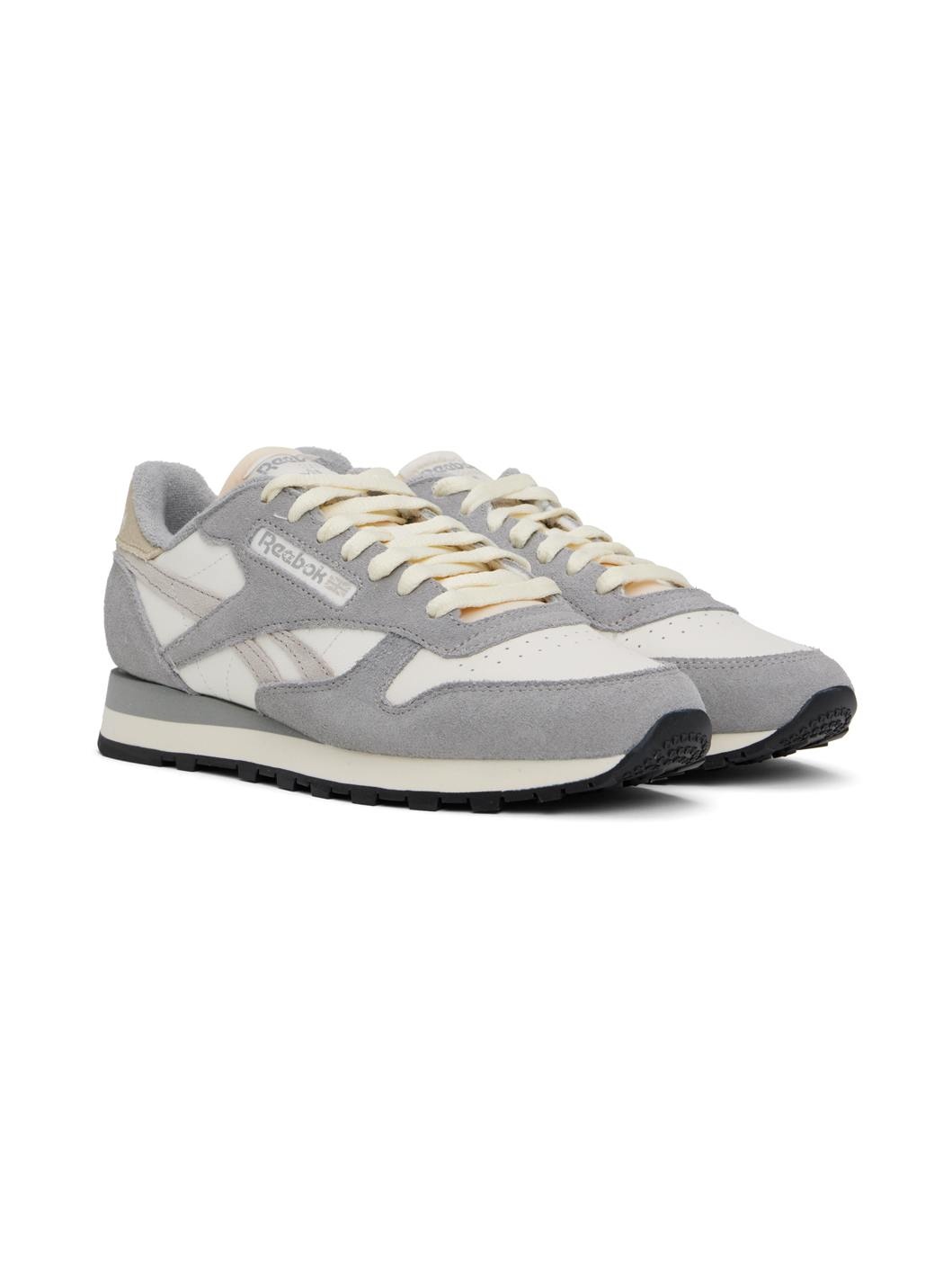 Gray & Off-White Classic Leather Sneakers - 4