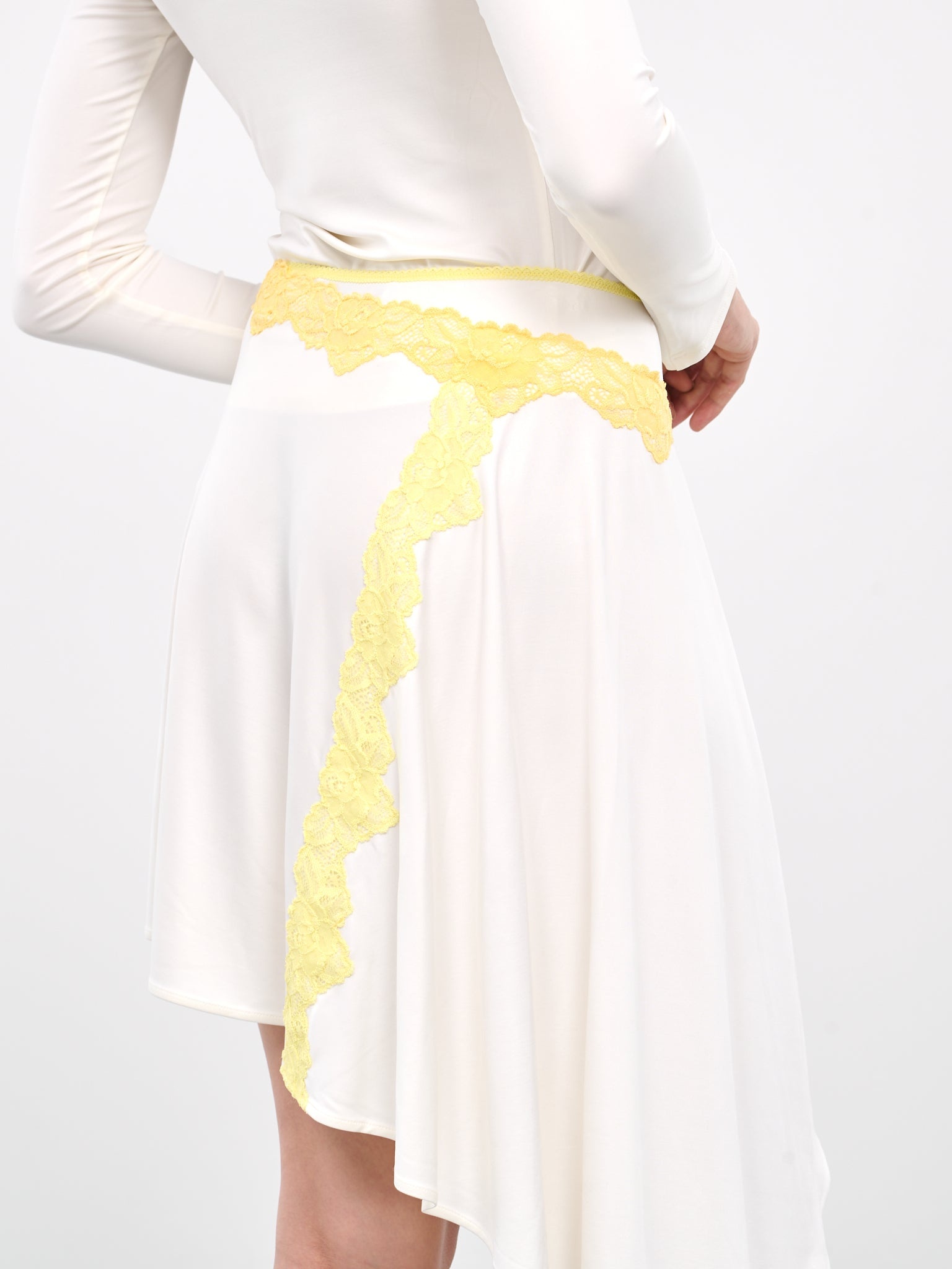 Lace Trim Asymmetric Napkin Skirt - 5