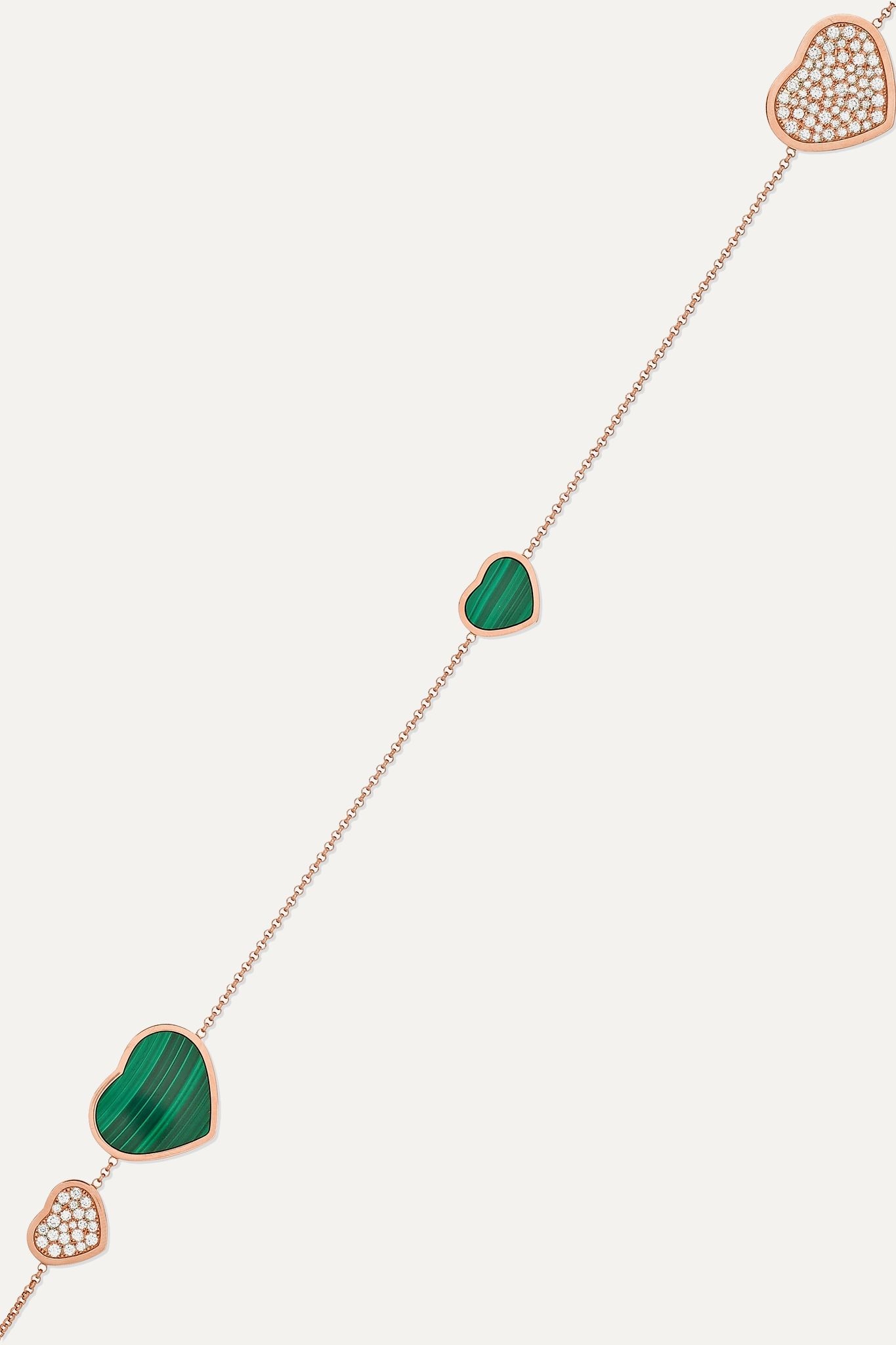 Happy Diamonds 18-karat rose gold, diamond and malachite necklace - 3