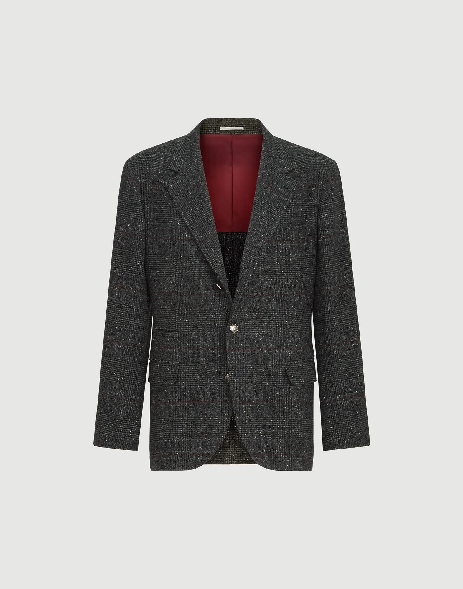 Silk, wool and cashmere Prince of Wales flannel deconstructed blazer - 1