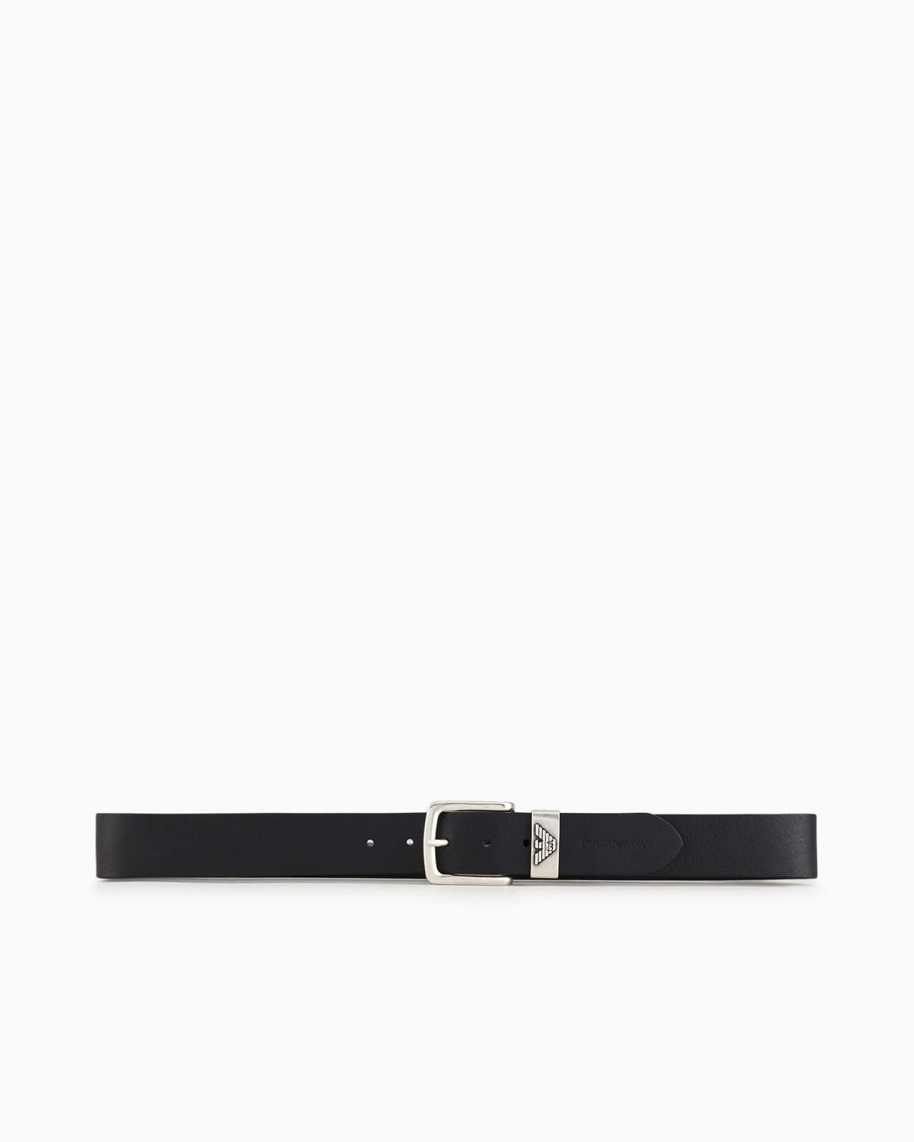 LEATHER BELT WITH LOGO BUCKLE - 3