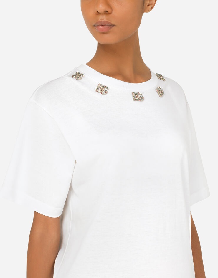 Jersey T-shirt with crystal DG embellishment - 4