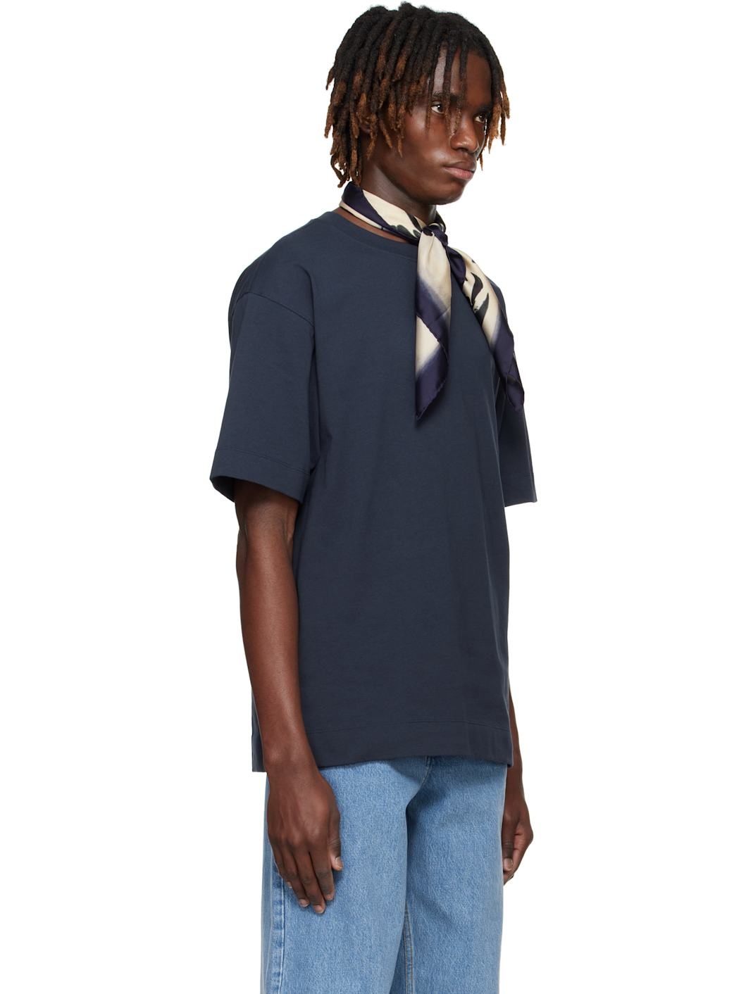 Navy Boxy Cotton T-shirt - 2