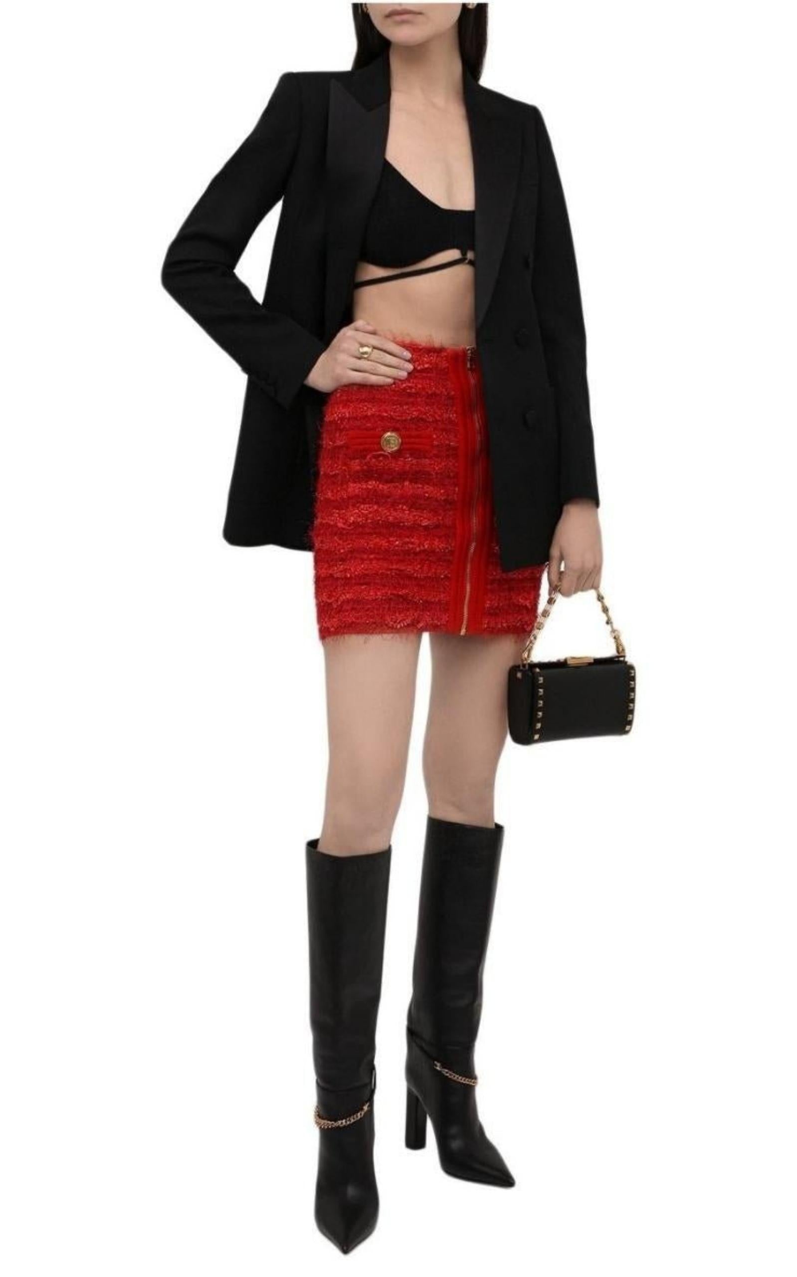 Zipped Tweed Mini Skirt - 2