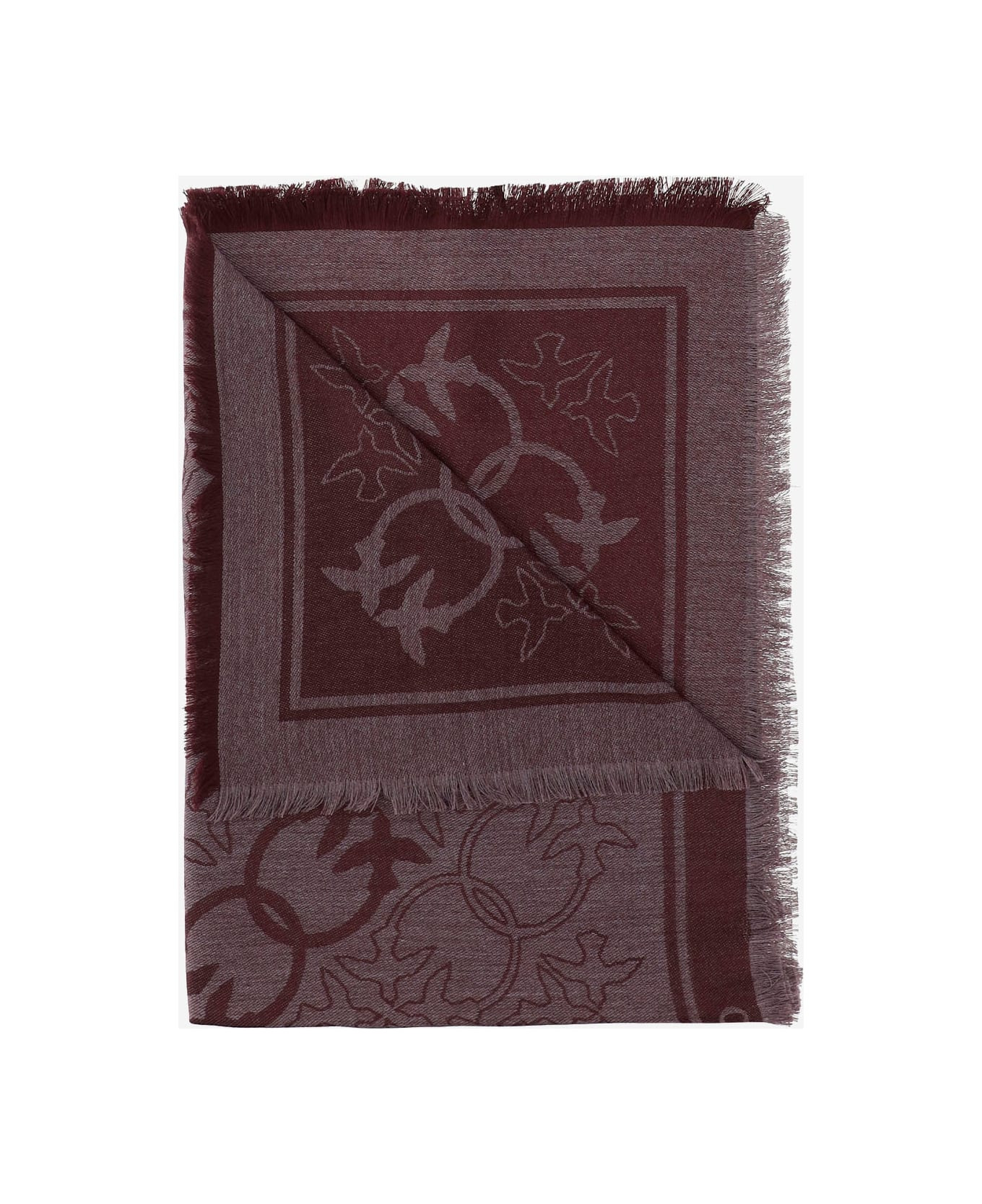 Viscose Blend Scarf With Love Birds Motif - 3
