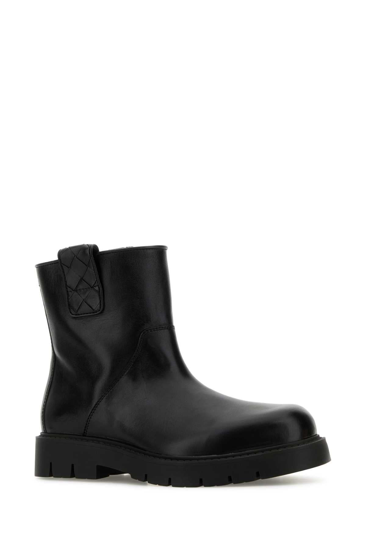 Bottega Veneta Men Black Leather Haddock Ankle Boots - 2