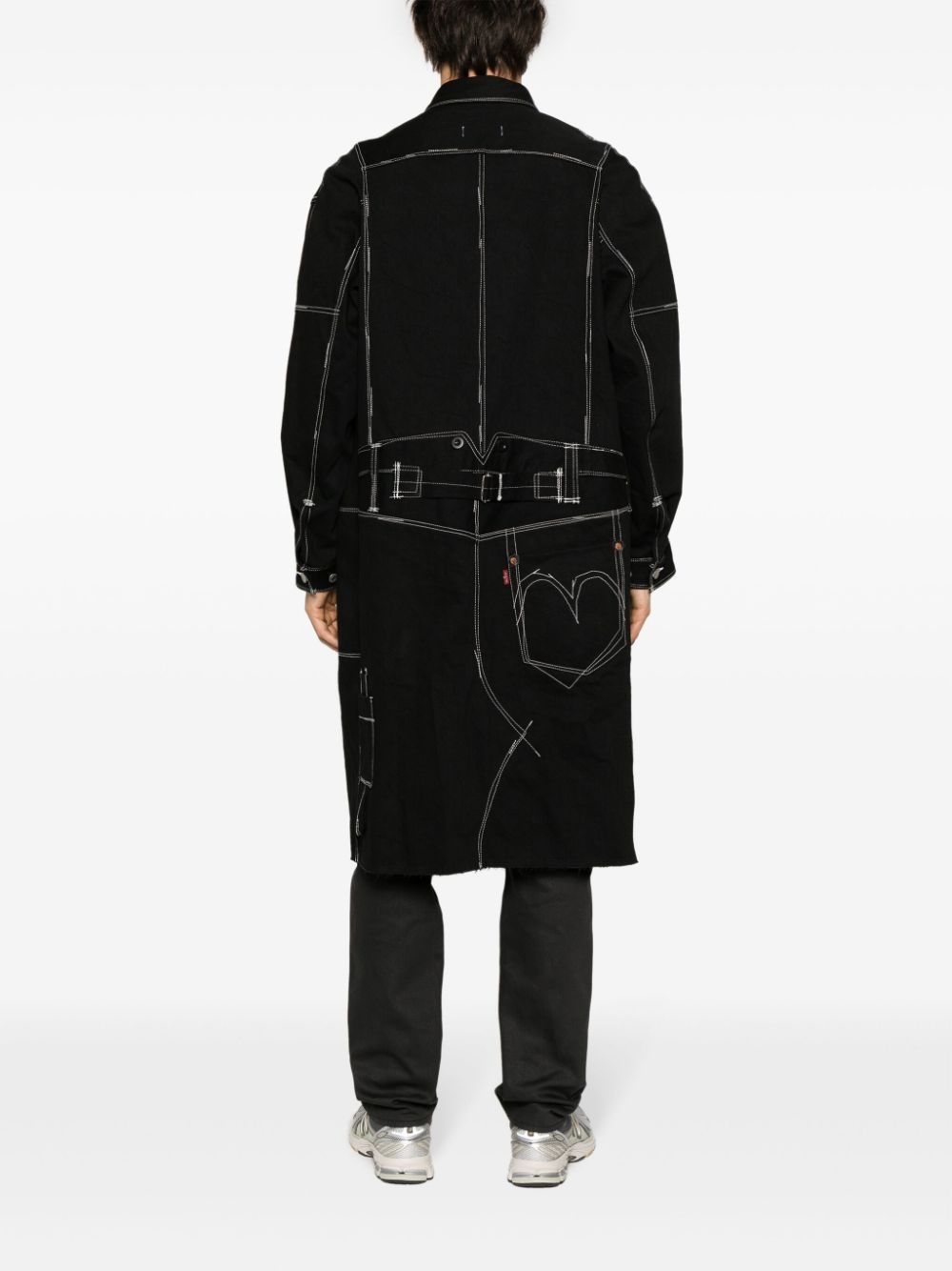 x Levi's contrast-stitching denim midi coat - 4