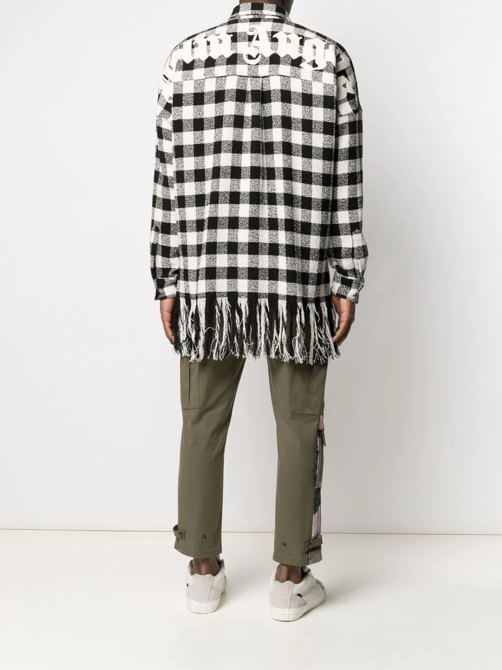 fringed check-print jacket - 4