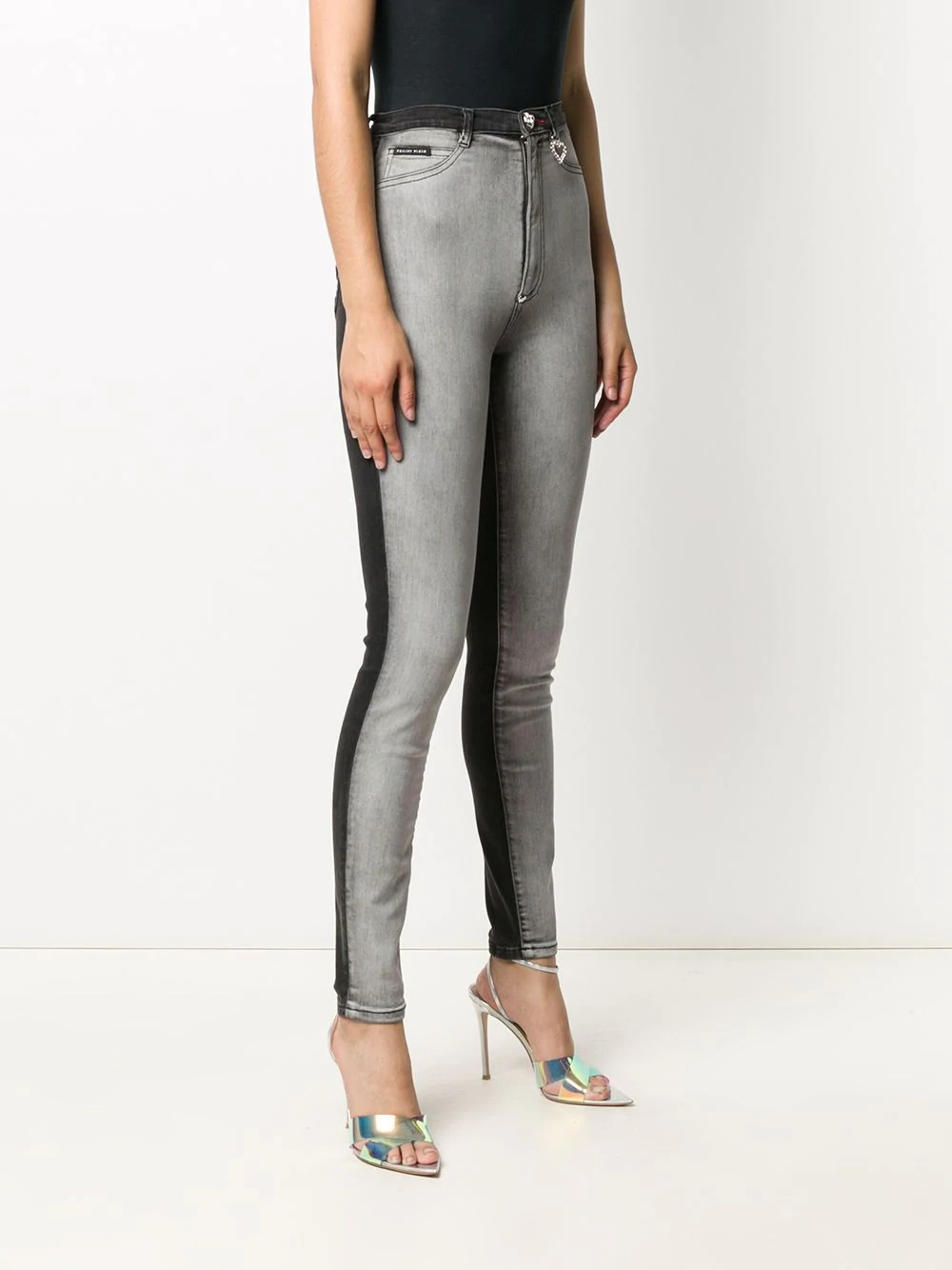 contrast-panel high-rise jeggings - 3