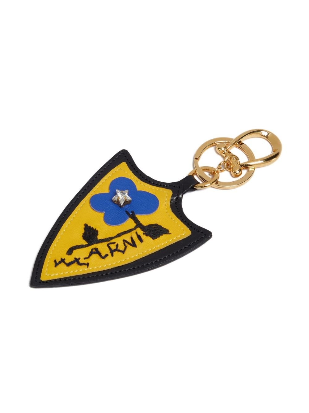 logo-embroidered leather keychain - 3