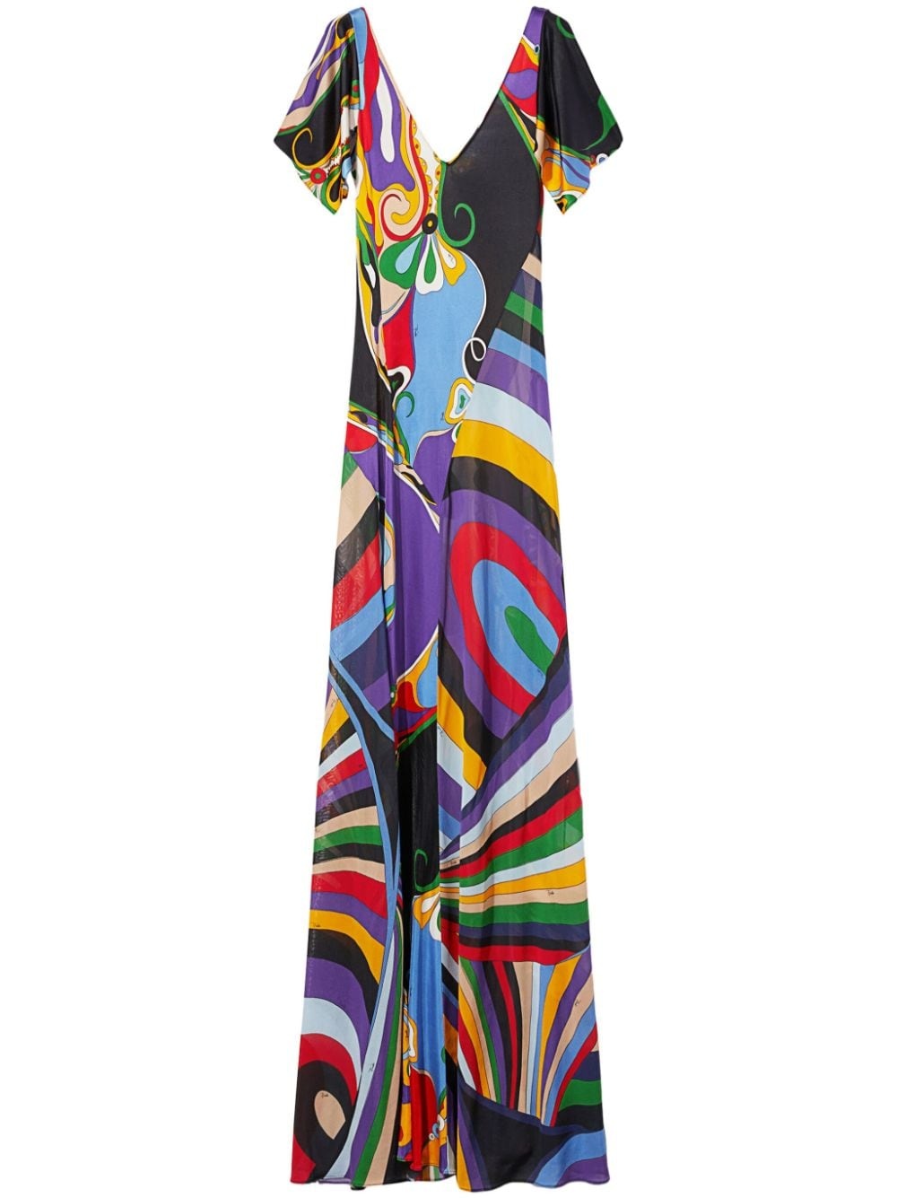 Orchidee and Iride-print maxi dress - 1