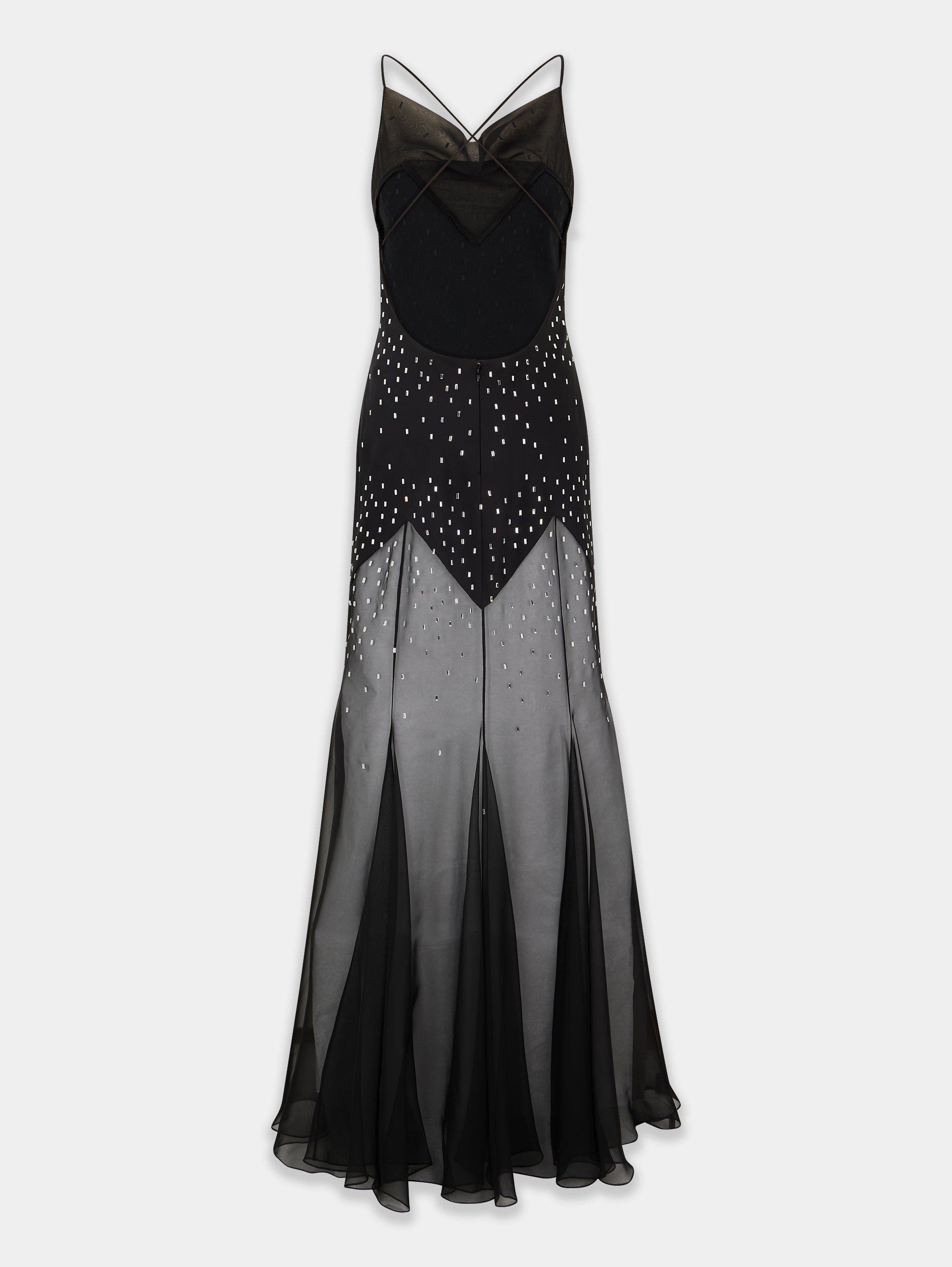 LONG BLACK DRESS WITH EMBELLISHMENTS - 2