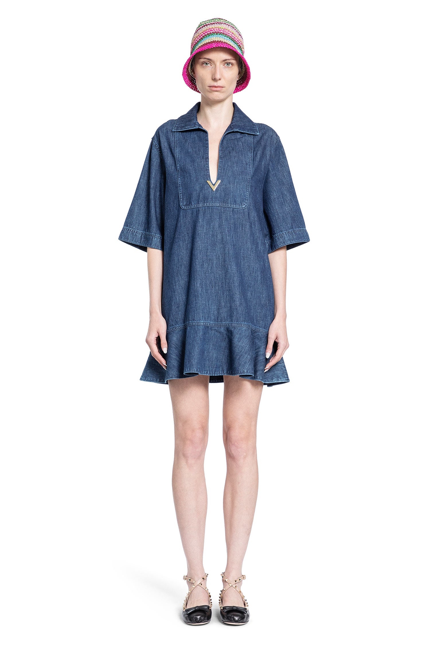 Signature-V-Polo-Dress-In-Denim - 1