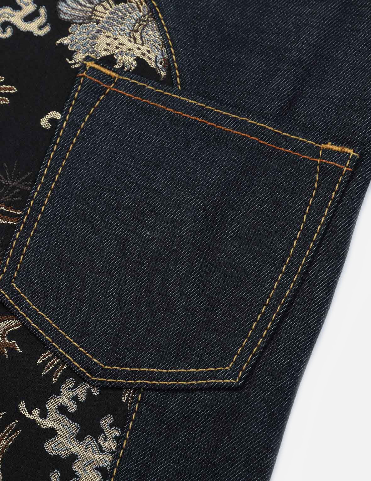 BROCADE DAICOCK INSERT WITH MULTI-POCKET CARROT-FIT JEANS #2017 - 8