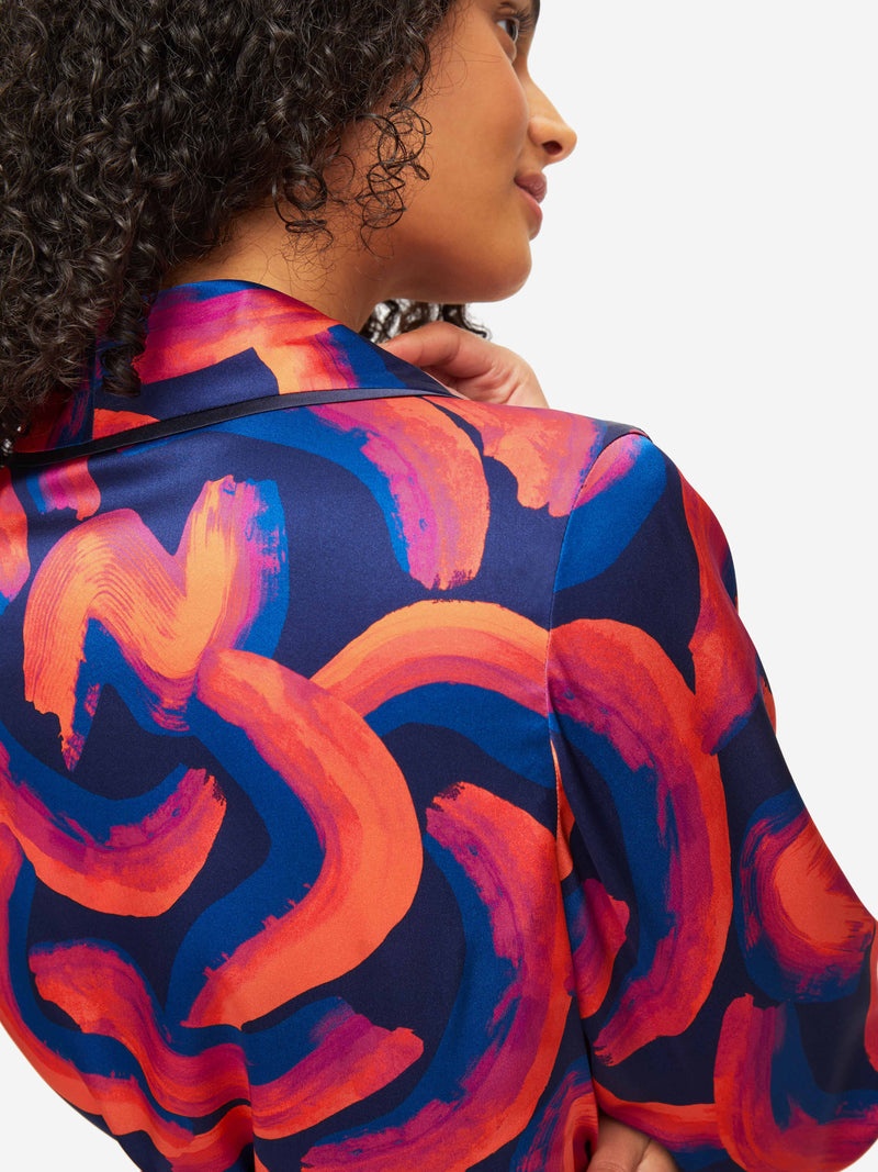 Women's Long Dressing Gown Brindisi 82 Silk Satin Multi - 6