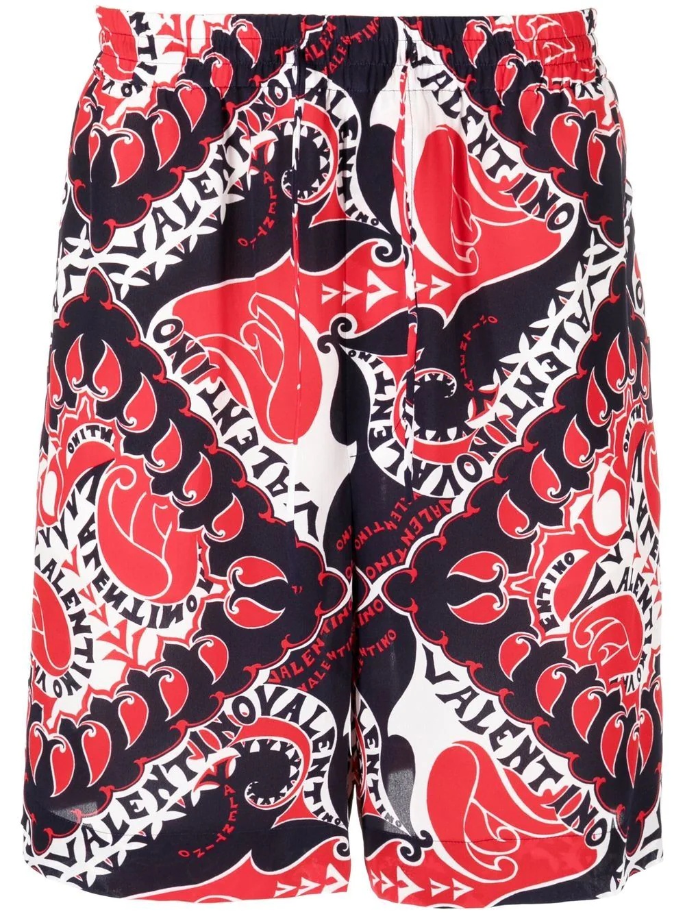 abstract-print drawstring-waist deck shorts - 1