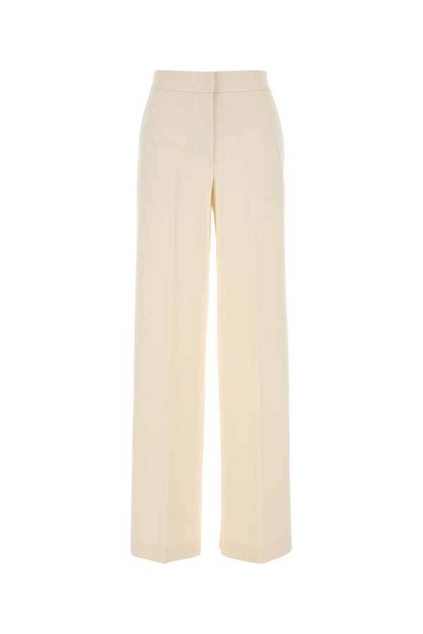 Max Mara Women Ivory Stretch Cotton Orche Wide-Leg Pant - 1