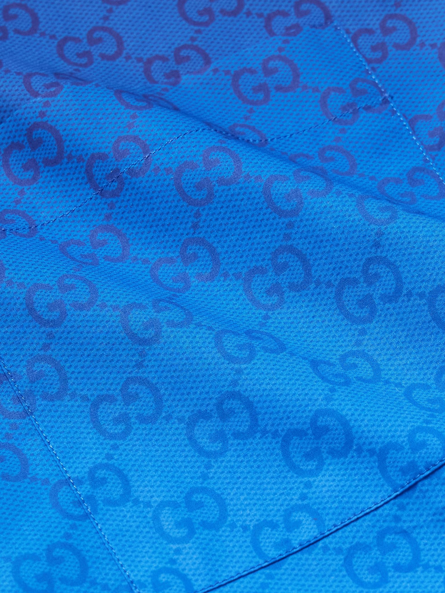 Dégradé Logo-Print Cotton-Mesh Shirt Blue - 5