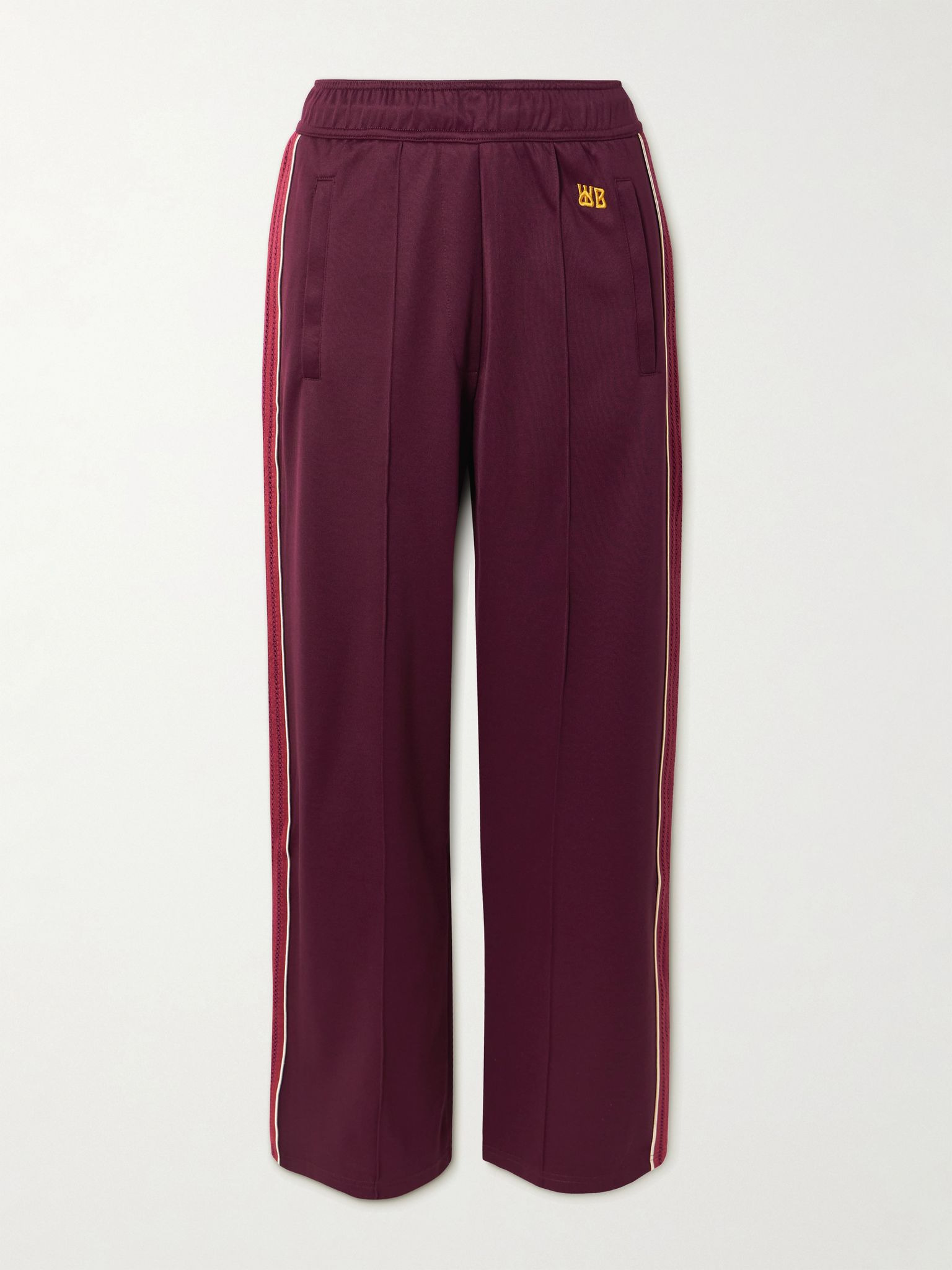 Mantra pointelle-trimmed jersey straight-leg track pants Burgundy - 1
