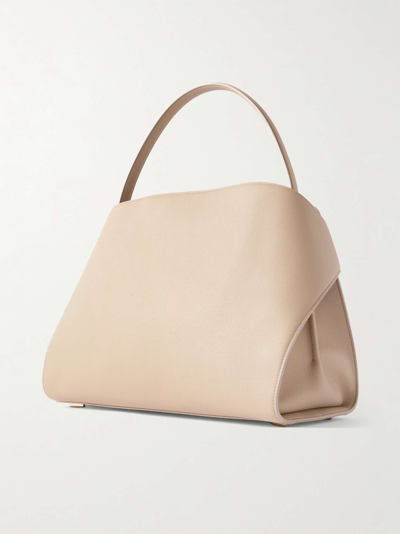 Hug medium leather tote Beige - 3