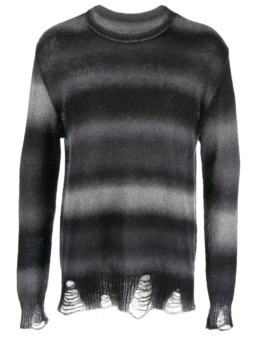 stripe-print distressed-effect jumper - 1