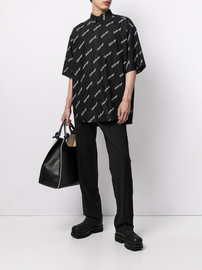 BALENCIAGA logo-print overized shirt outlook