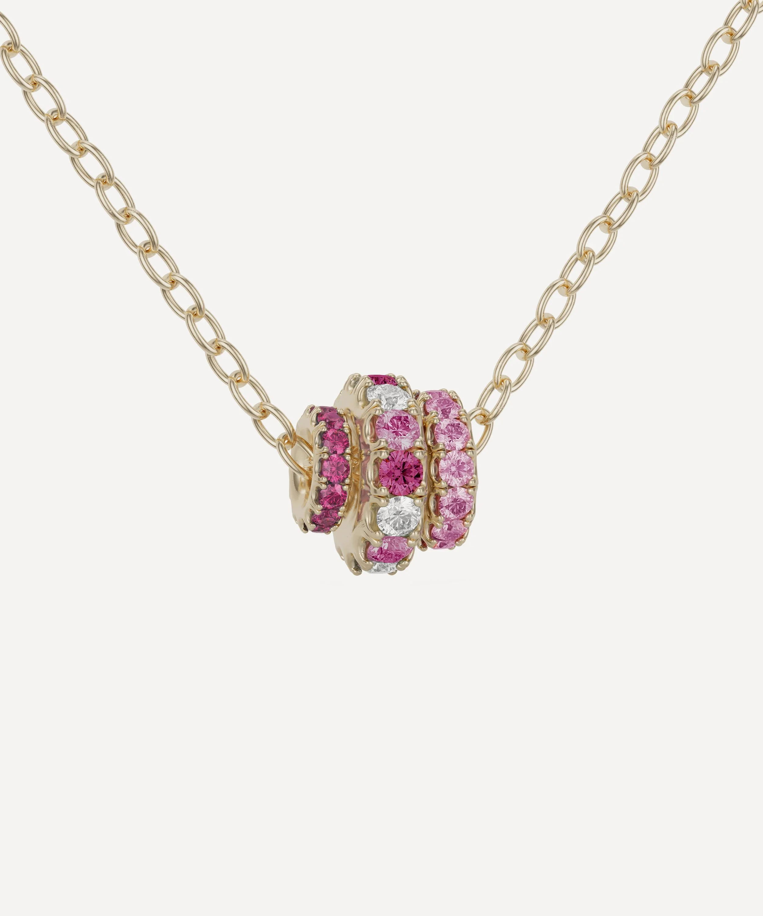 18ct Gold Vesta Rouge Diamond and Pink Sapphire Necklace - 1