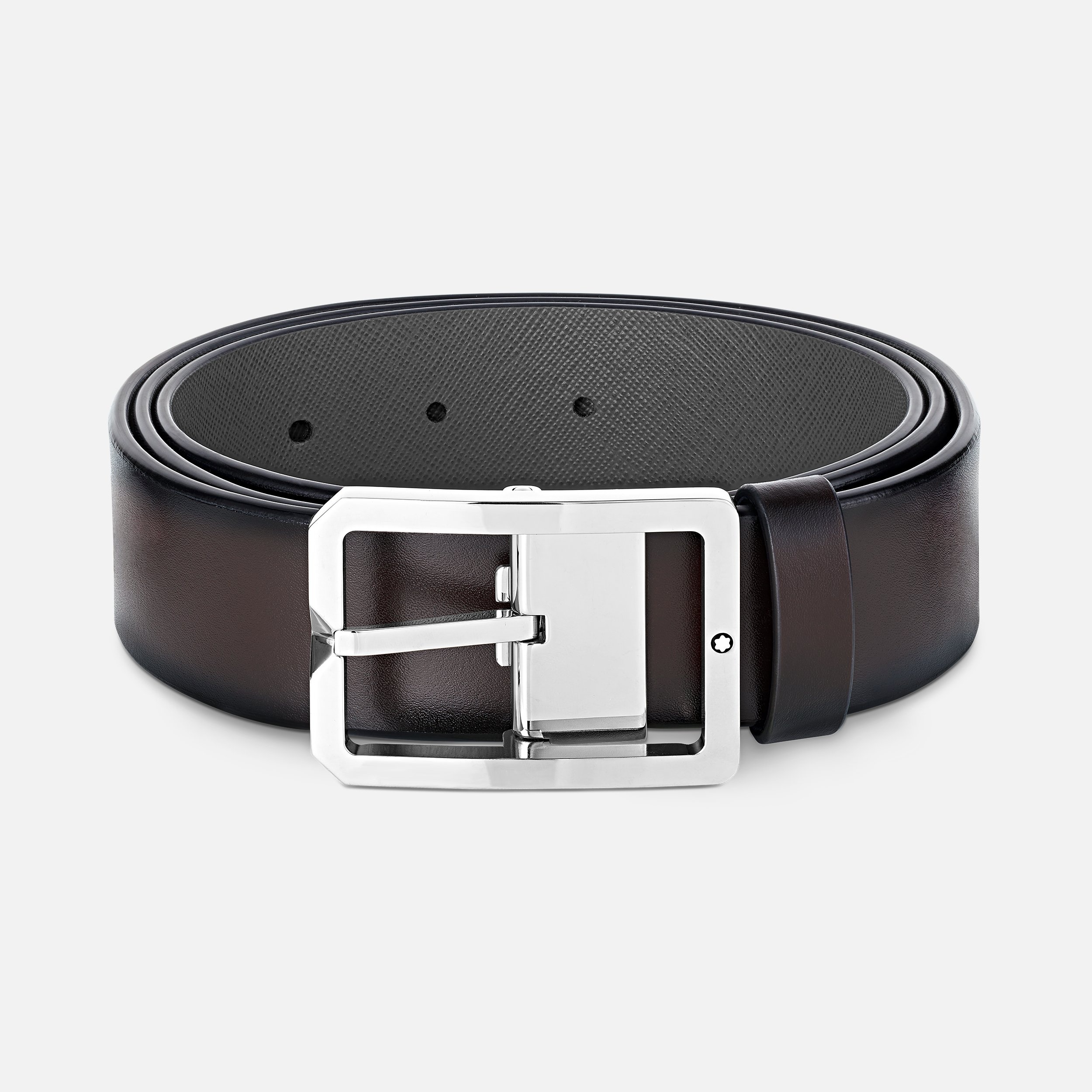 Brown/Gray 35 mm reversible leather belt - 1