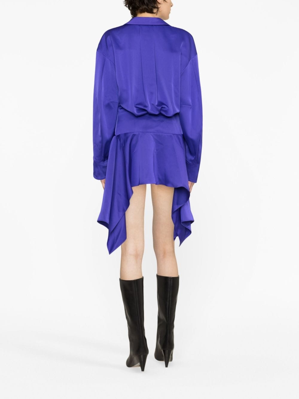 asymmetric-hem shirt dress - 4