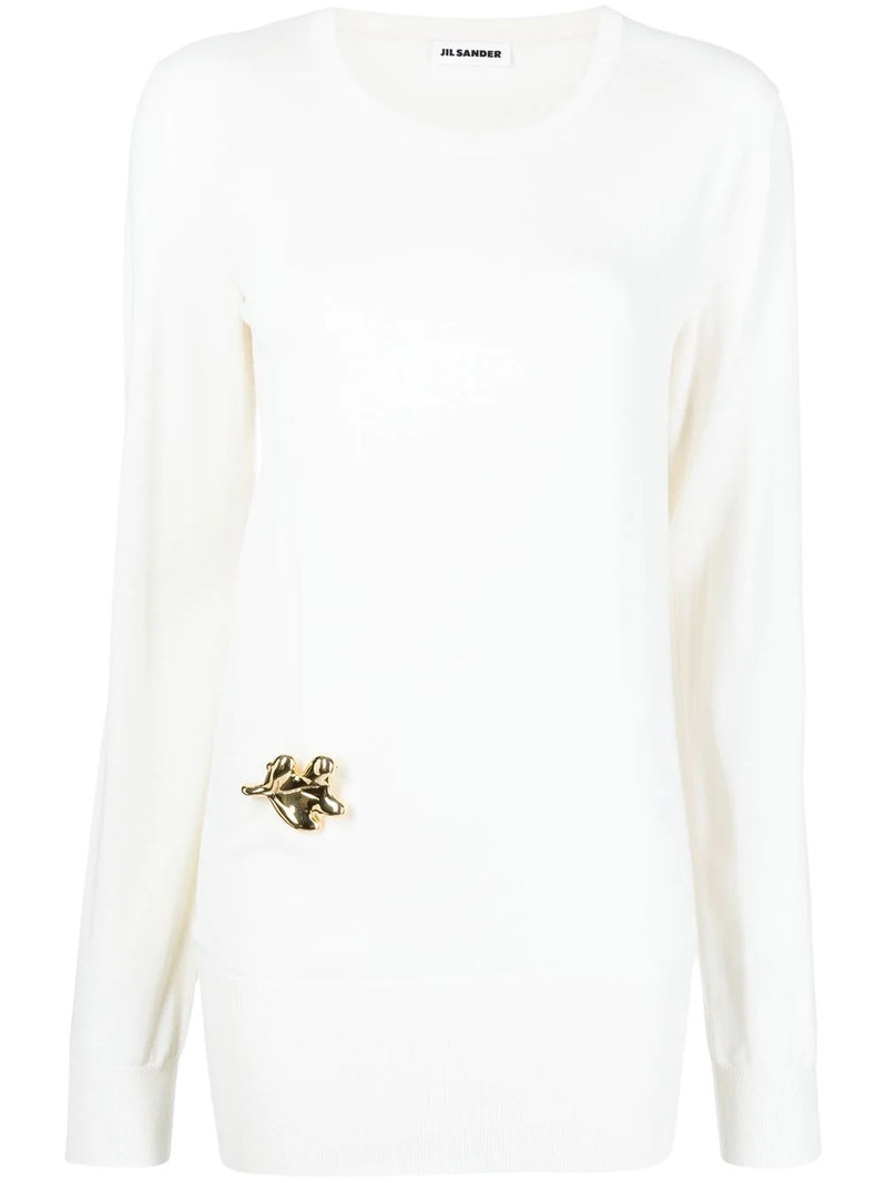 embellished crew-neck jumper 1