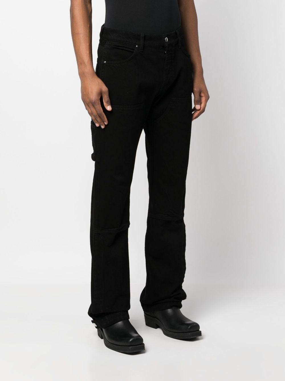 distressed straight-leg jeans - 3