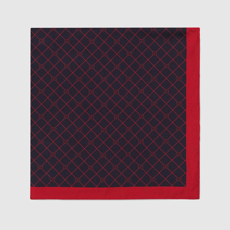 GUCCI GG check silk pocket square outlook