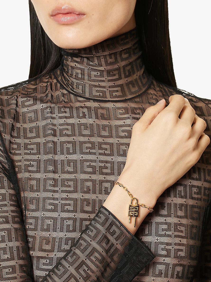 Brand-emblem brass bracelet - 2